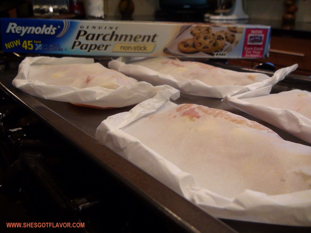 Parchment-Baked Chicken with Arugula, Sage and Rosemary